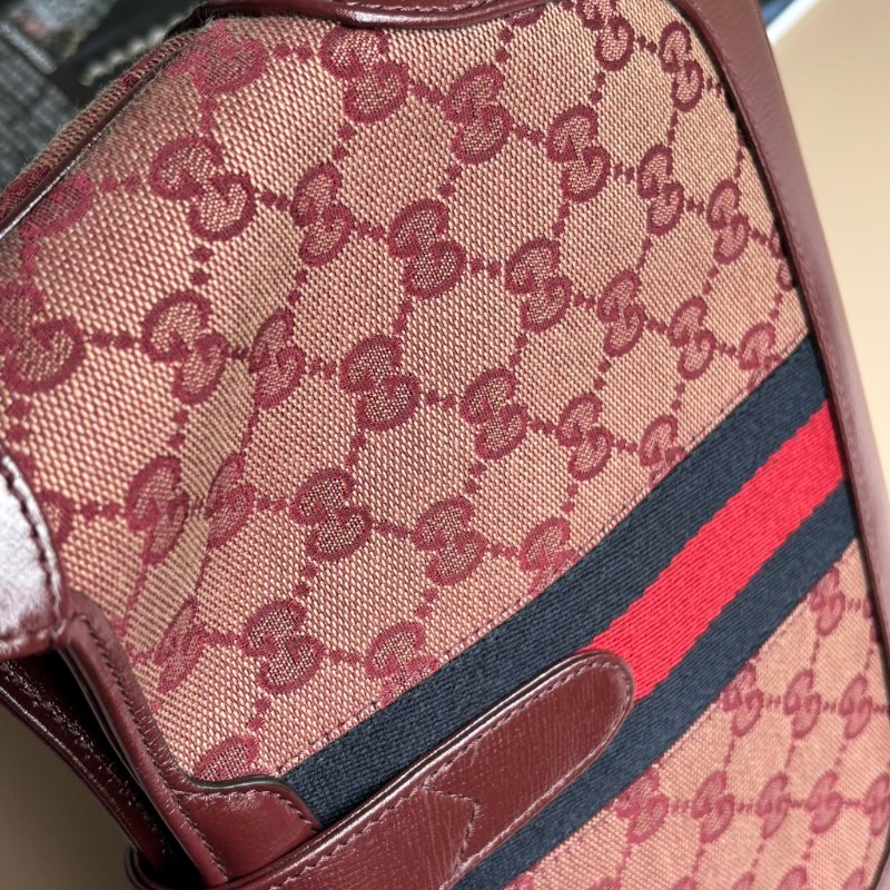 ::GUCCI:: 636706  Jackie 1961 酒紅色皮革拼接緹花布 賈姬包 肩背包 斜背包-26