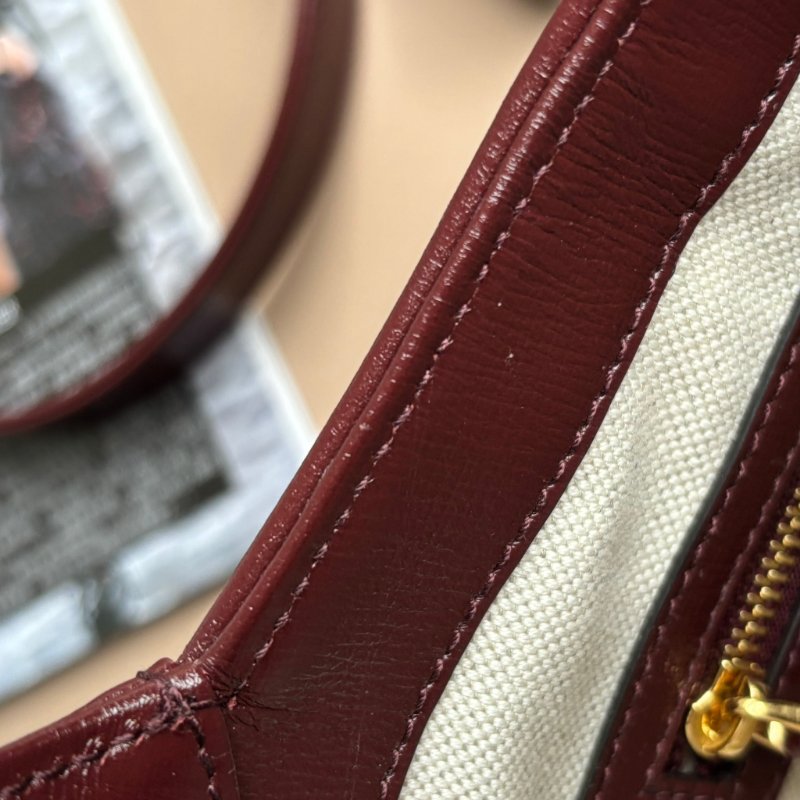 ::GUCCI:: 636706  Jackie 1961 酒紅色皮革拼接緹花布 賈姬包 肩背包 斜背包-33