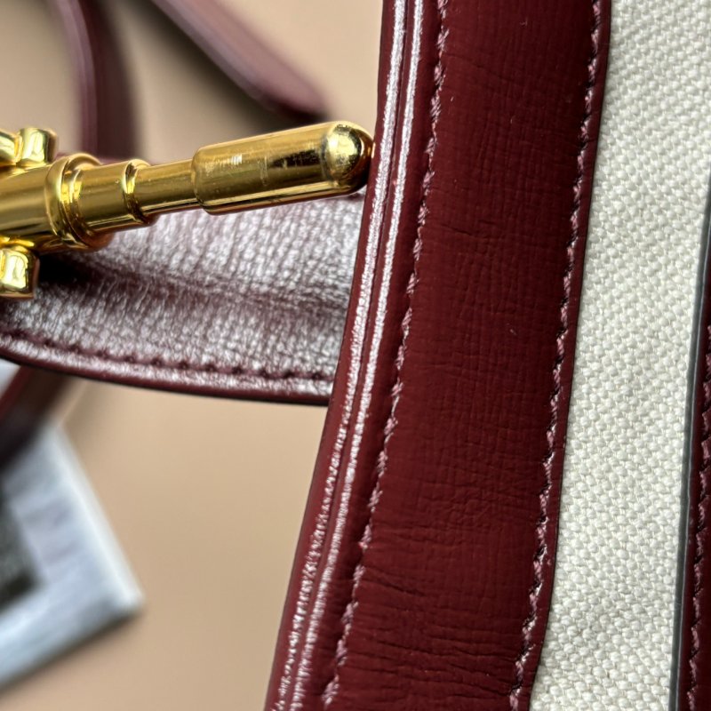 ::GUCCI:: 636706  Jackie 1961 酒紅色皮革拼接緹花布 賈姬包 肩背包 斜背包-34