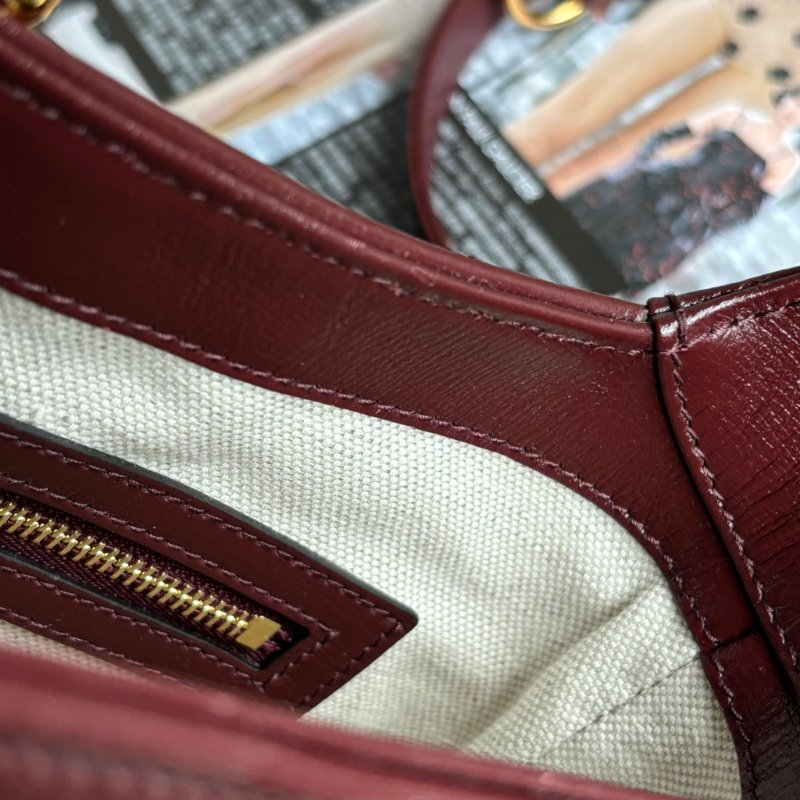 ::GUCCI:: 636706  Jackie 1961 酒紅色皮革拼接緹花布 賈姬包 肩背包 斜背包-35