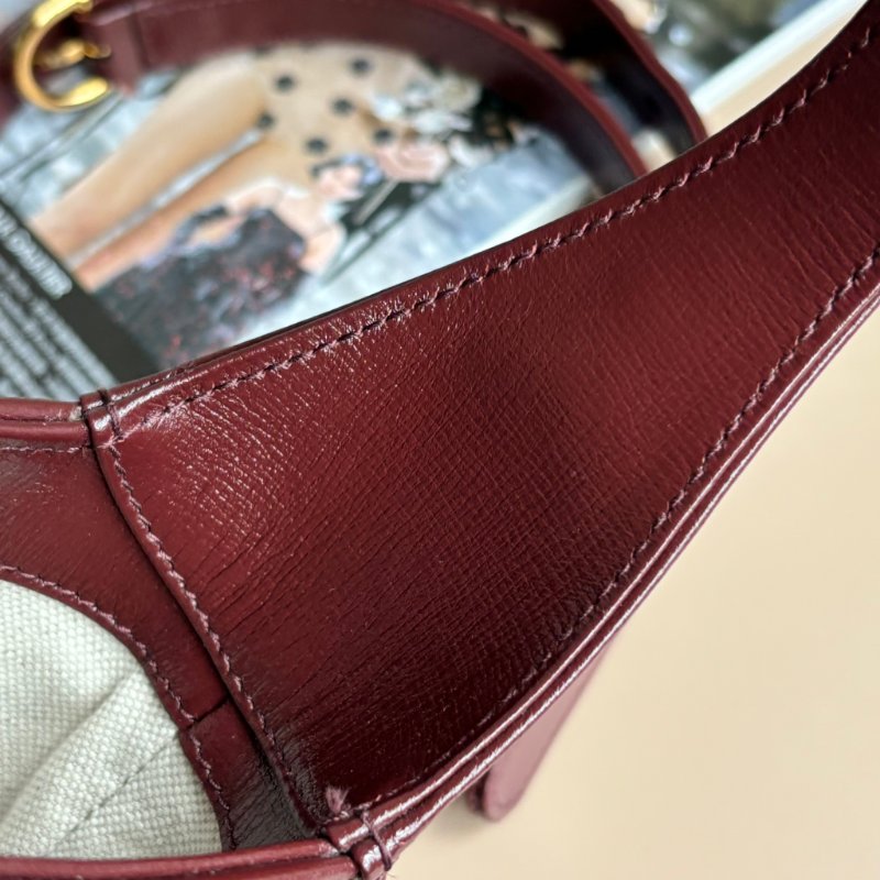::GUCCI:: 636706  Jackie 1961 酒紅色皮革拼接緹花布 賈姬包 肩背包 斜背包-36