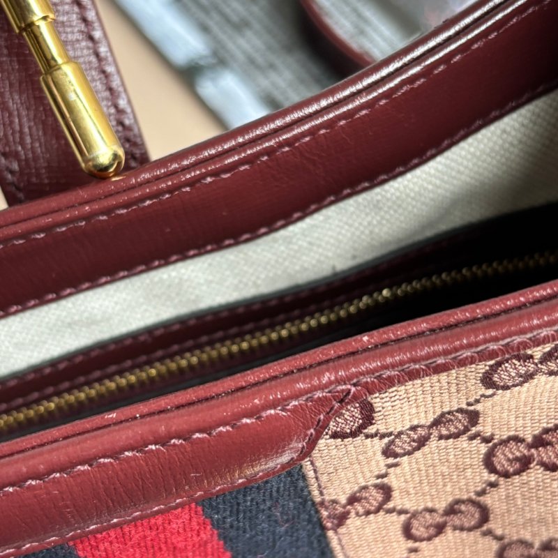 ::GUCCI:: 636706  Jackie 1961 酒紅色皮革拼接緹花布 賈姬包 肩背包 斜背包-37