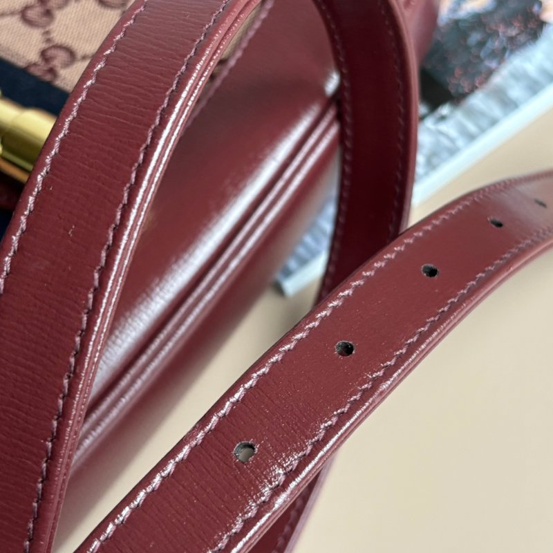 ::GUCCI:: 636706  Jackie 1961 酒紅色皮革拼接緹花布 賈姬包 肩背包 斜背包-38