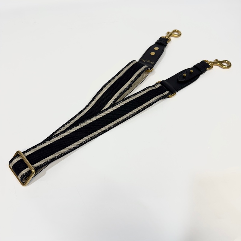 Dior藍緹花刺繡logo霧金釦可調式細版背帶S8553-1