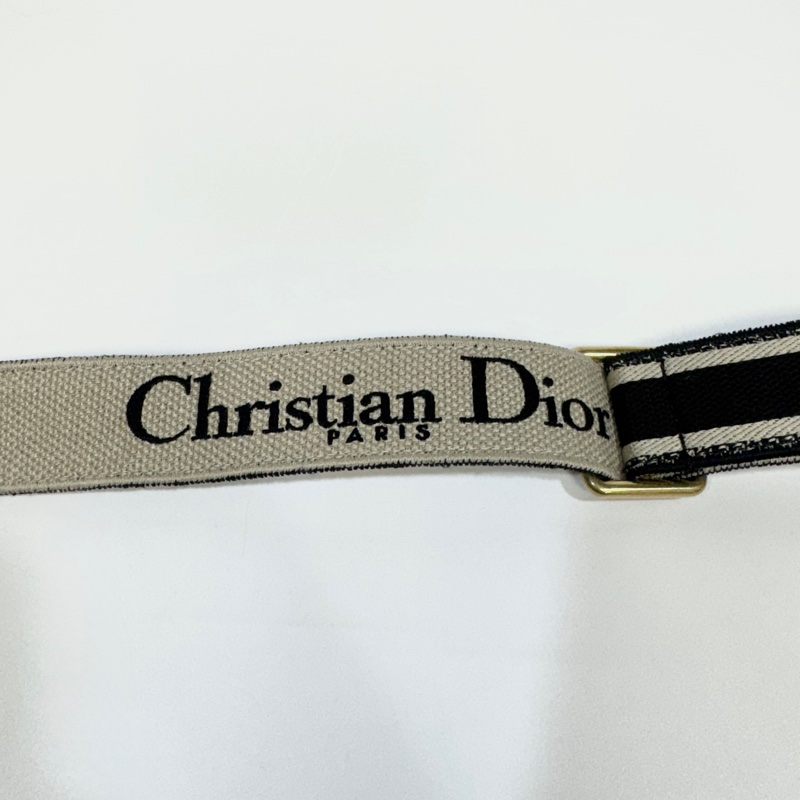 Dior藍緹花刺繡logo霧金釦可調式細版背帶S8553-2