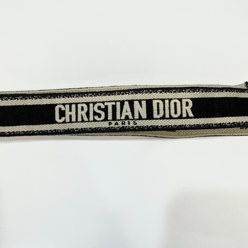 Dior藍緹花刺繡logo霧金釦可調式細版背帶S8553-3