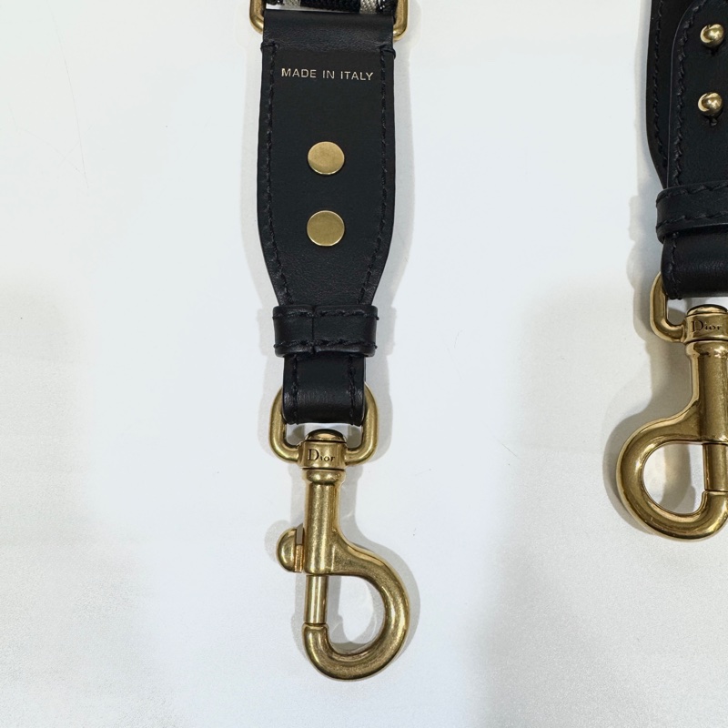 Dior藍緹花刺繡logo霧金釦可調式細版背帶S8553-4