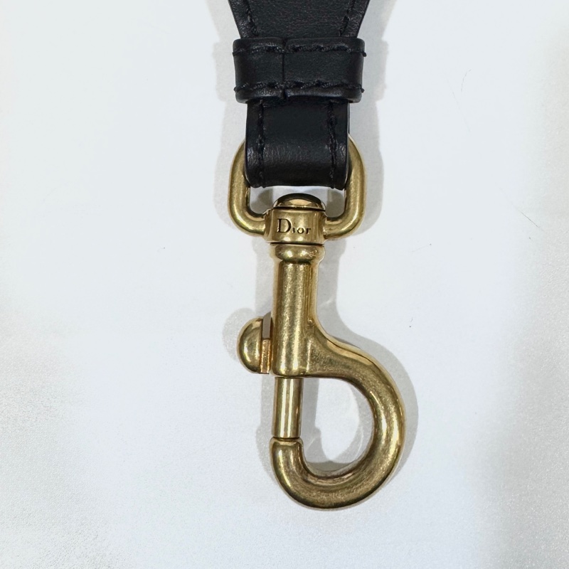 Dior藍緹花刺繡logo霧金釦可調式細版背帶S8553-7