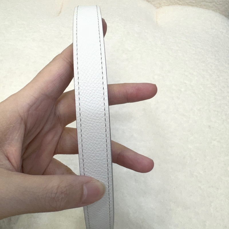 HERMES白色玫瑰金釦Epsom皮Kelly皮帶-9