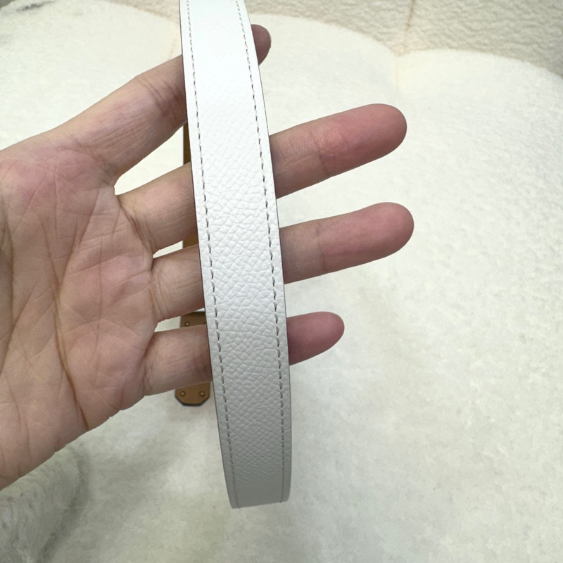 HERMES白色玫瑰金釦Epsom皮Kelly皮帶-10