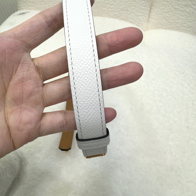 HERMES白色玫瑰金釦Epsom皮Kelly皮帶-11
