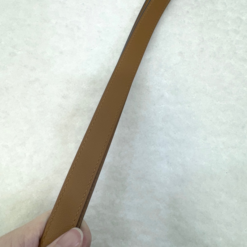 HERMES白色玫瑰金釦Epsom皮Kelly皮帶-14