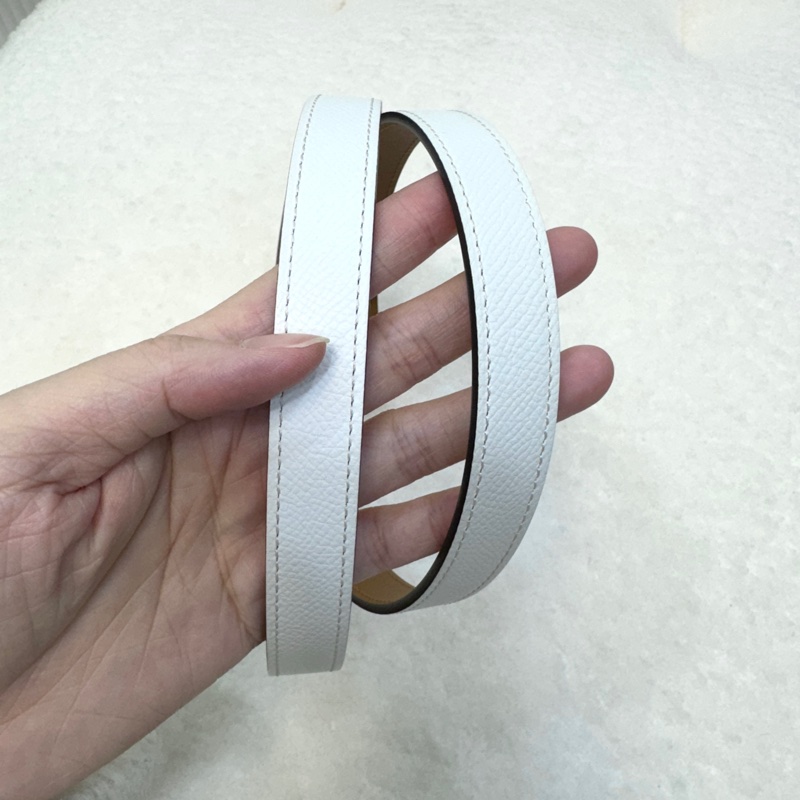 HERMES白色玫瑰金釦Epsom皮Kelly皮帶-15