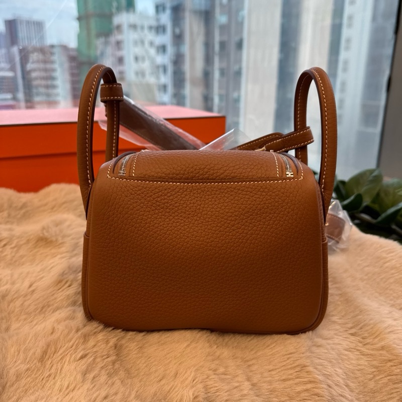 HERMES Minilindy 金棕銀釦 tc皮 stamp w-1