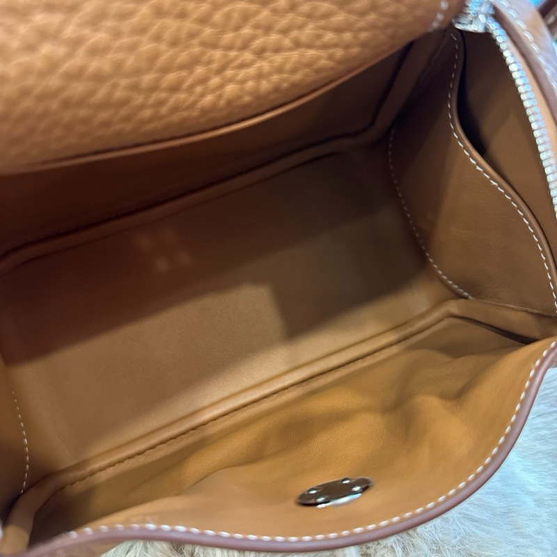 HERMES Minilindy 金棕銀釦 tc皮 stamp w-4