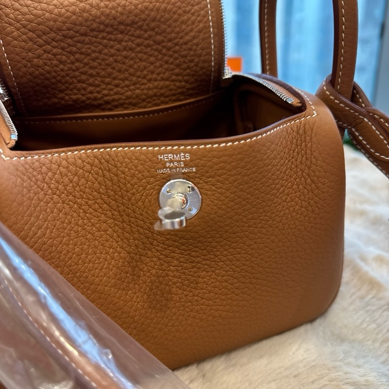 HERMES Minilindy 金棕銀釦 tc皮 stamp w-5