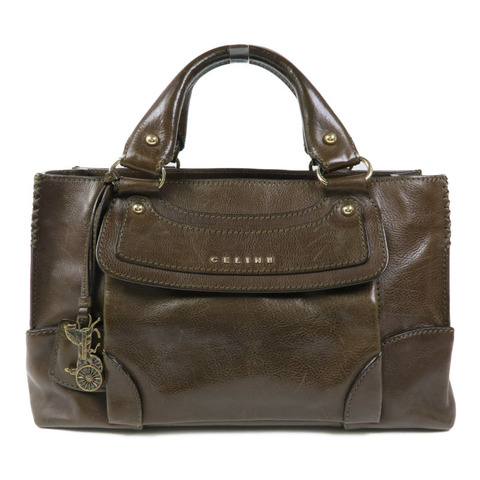CELINE 牛皮皮革Hand Bag銀扣手挽袋