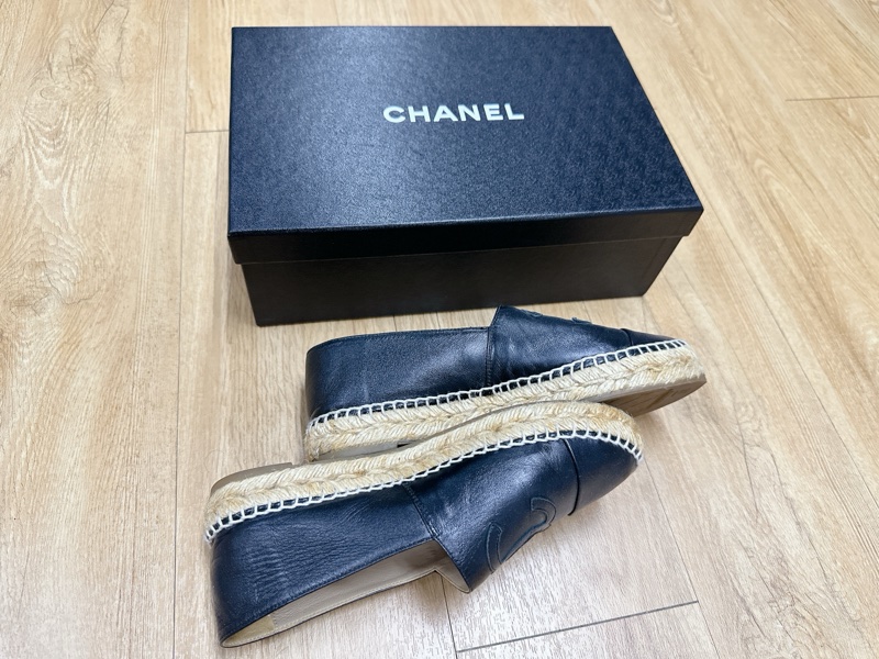 香奈兒 CHANEL 經典鞋款 草編鞋 小羊皮黑 正37碼 二手非全新 平底鞋 精品鞋-3