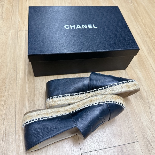 香奈兒 CHANEL 經典鞋款 草編鞋 小羊皮黑 正37碼 二手非全新 平底鞋 精品鞋-5