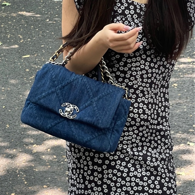 🈶購證 #22萬入手 #閒置絕版收藏 香奈兒19bag牛仔銀扣小號 芯片款-8