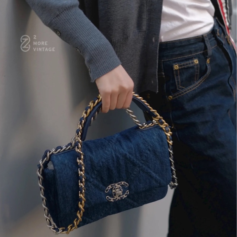 🈶購證 #22萬入手 #閒置絕版收藏 香奈兒19bag牛仔銀扣小號 芯片款-9