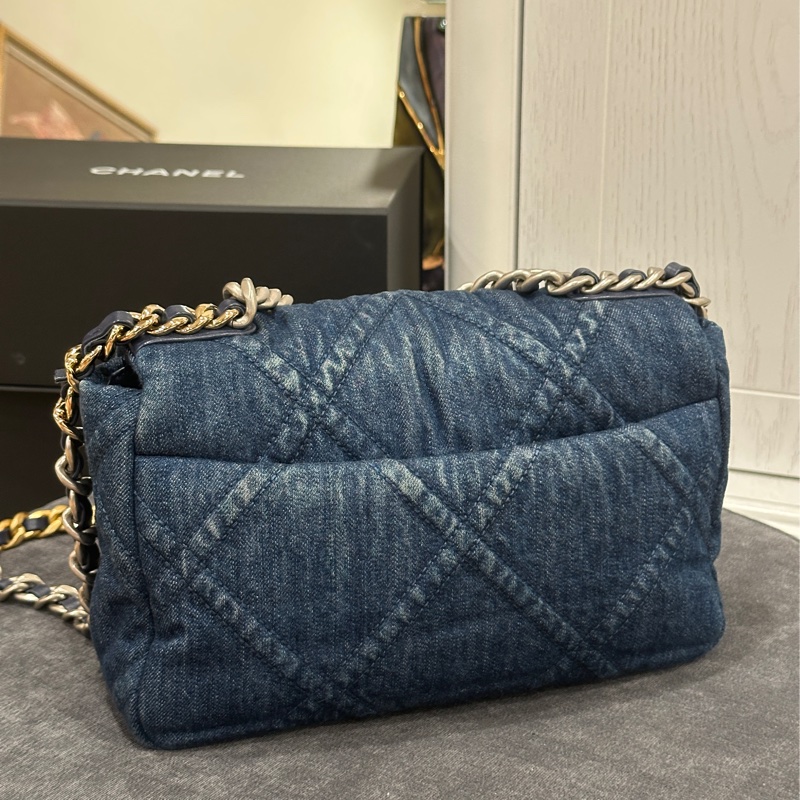 🈶購證 #22萬入手 #閒置絕版收藏 香奈兒19bag牛仔銀扣小號 芯片款-15