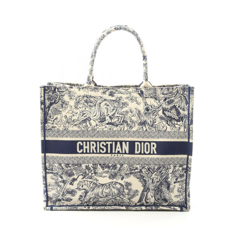 Christian Dior BOOK TOTE 大手提包 M1286ZRGO_M35I 帆布 白色海軍藍 二手