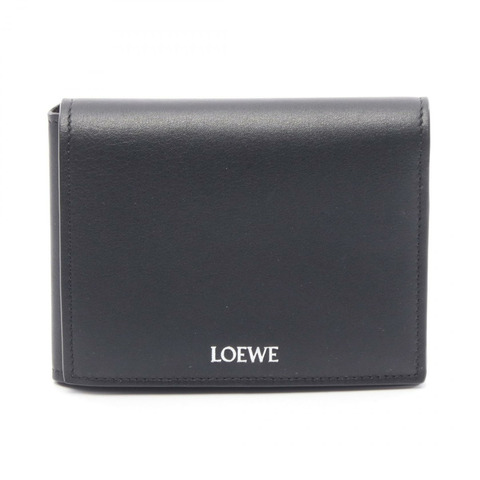 LOEWE 雙折皮夾 CE1Q94X01 皮革 黑色 二手 女士