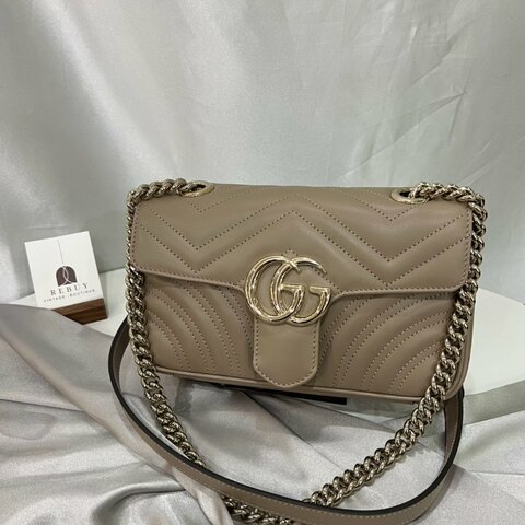 GUCCI 446744 藕粉MARMONT掀蓋包22CM
