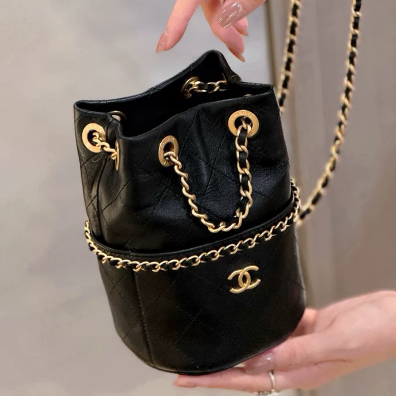 #全新全配 #2025新款 香奈兒黑金牛皮水桶斜挎包25c 背袋🉑調🉑肩背/斜挎-0