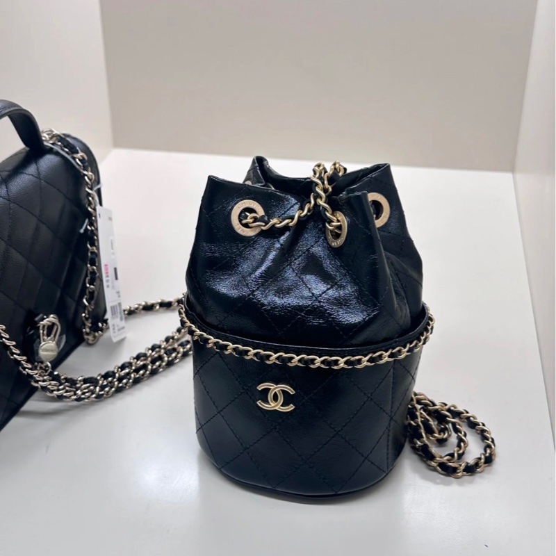 #全新全配 #2025新款 香奈兒黑金牛皮水桶斜挎包25c 背袋🉑調🉑肩背/斜挎-10