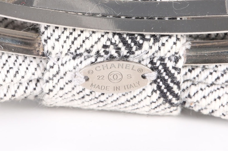 CHANEL(香奈兒)  帆布 22S 蝴蝶結髮夾-5