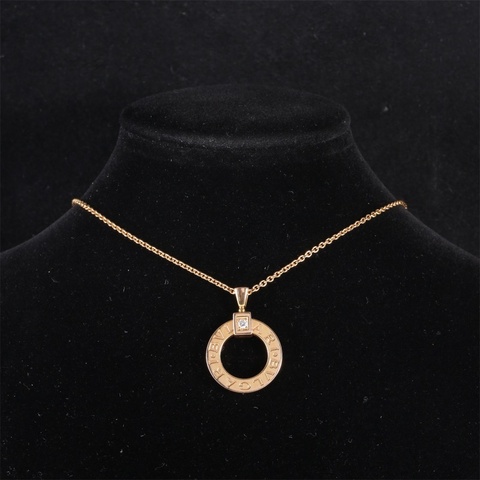 BVLGARI(寶格麗) BVLGARI BVLGARI 單鑽鏤空大圓餅項鏈 18K玫瑰金/鑽石 項鏈 玫瑰金 鑽石/18K