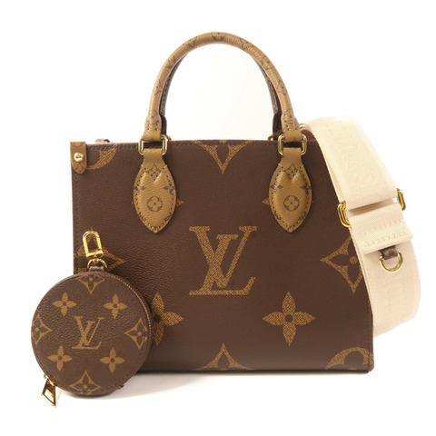 LOUIS VUITTON Monogram Giant OnTheGo PM金扣手挽肩背兩用袋棕色
