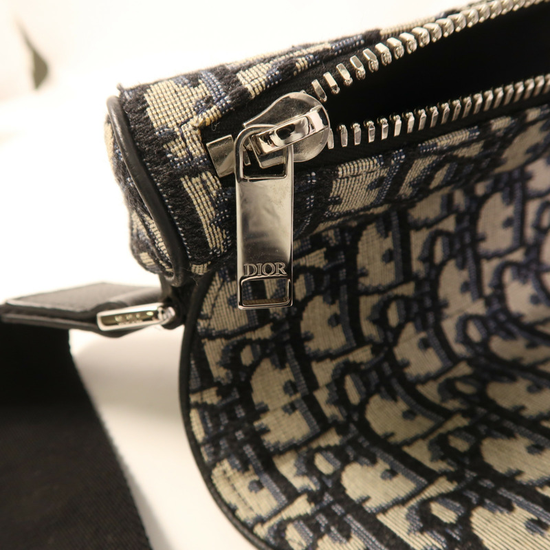 Dior 帆布Saddle Bag銀扣肩背袋-8