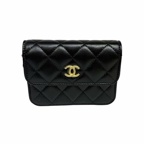 【美收精品】CHANEL 黑色菱格紋肩背包 3-220