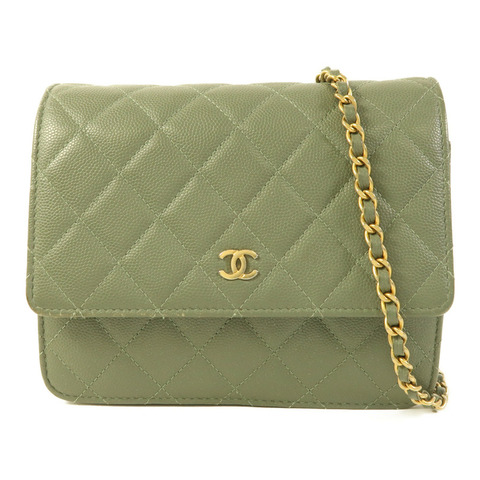 CHANEL 牛皮皮革Classic Square WOC金扣鏈帶肩背袋