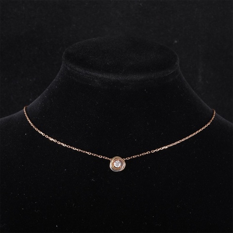 CARTIER(卡地亞) 18K黃金 18K白金 18K玫瑰金 鑽石 Trinity系列帶鑽項鏈（0.18ct）