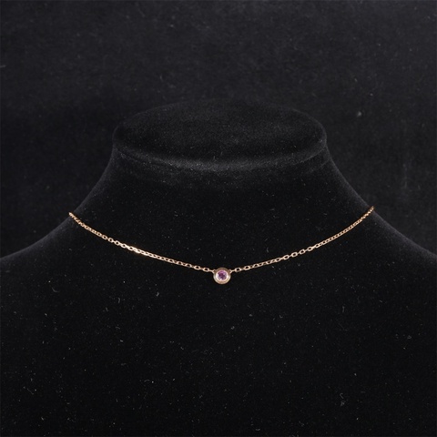 CARTIER(卡地亞)  18K玫瑰金 玫瑰金 飛碟粉色藍寶石項鏈 18K