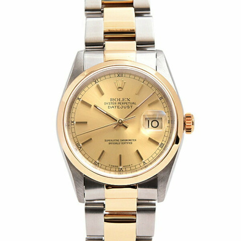 勞力士手錶男款 Datejust 自動 T 系列金色錶盤不鏽鋼金色ROLEX 16203 SS×750YG
