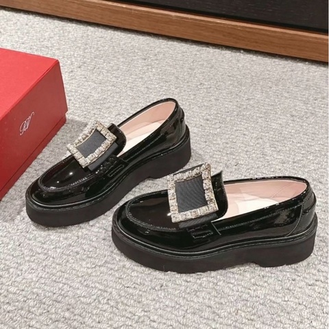 促銷品Roger Vivier Viv Rangers鑽釦厚底樂福鞋