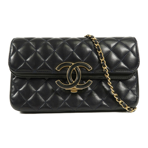CHANEL 羊皮皮革Shoulder Bag金扣鏈帶肩背袋