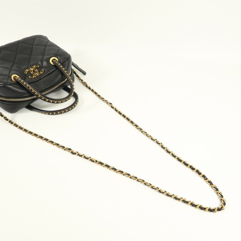 CHANEL 羊皮皮革Shoulder Bag金扣鏈帶手挽肩背兩用袋-9