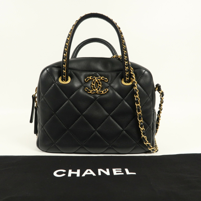 CHANEL 羊皮皮革Shoulder Bag金扣鏈帶手挽肩背兩用袋-10