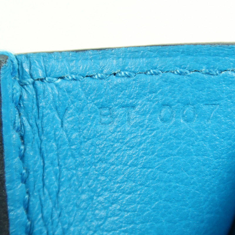 HERMES Swift皮革Halzan 25銀扣手挽肩背兩用袋Blue Frida-6