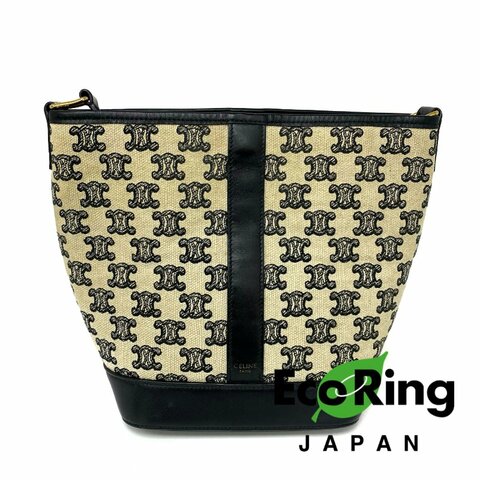 ☆ Celine 思琳 Beige Canvas Triomphe Bucket Shoulder Bag 米色帆布肩揹袋 - 257012881