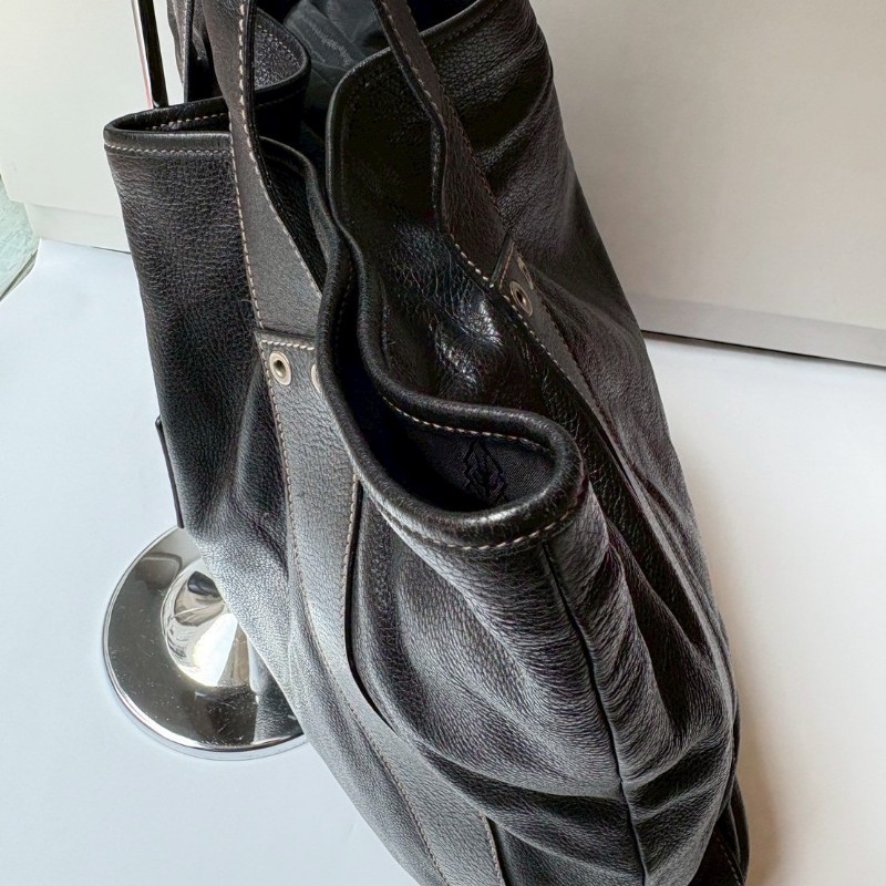 Gucci 黑皮革騎士刻印大托特包-4