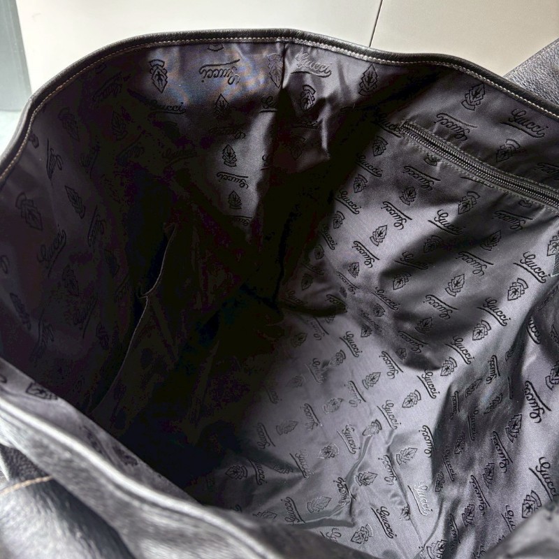 Gucci 黑皮革騎士刻印大托特包-14