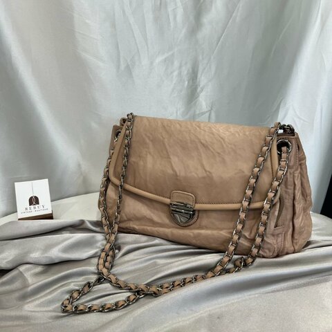 PRADA BR4823 粉色銀扣鏈條單肩包