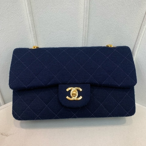 Chanel 香奈兒 中古 深藍色 初代布面CF  XB579